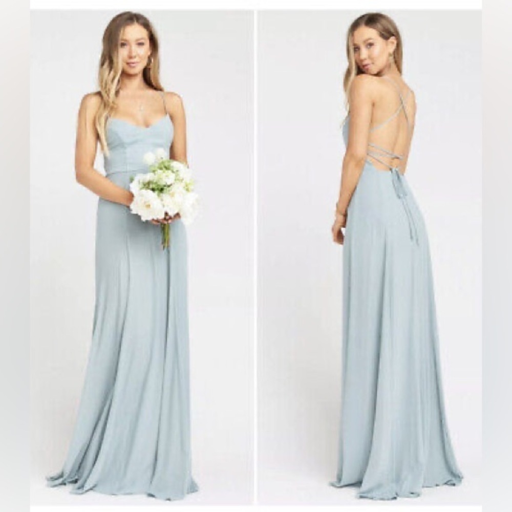 Show Me Your Mumu Woman's Godshaw Silver Sage Crisp Gown Maxi Dress